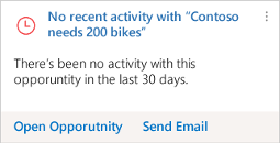 "No Activity" action card